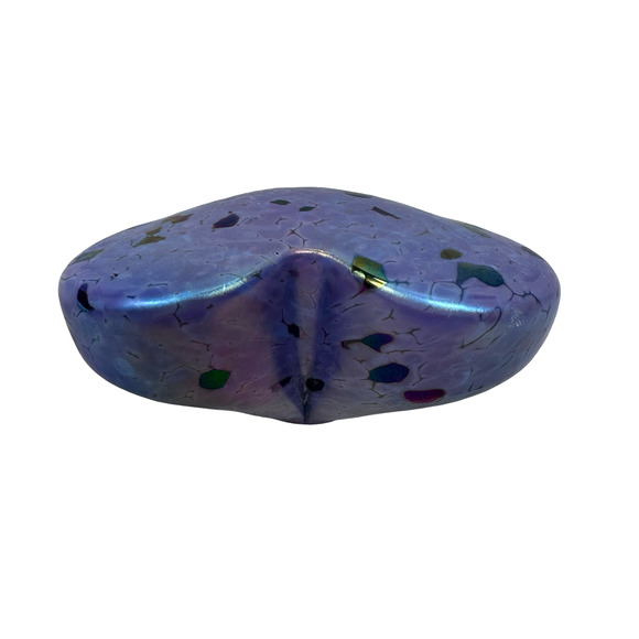 Vintage Roger Vines Heart Paperweight Purple Iridescent Art Glass Signed 1999 - Picture 4 of 8